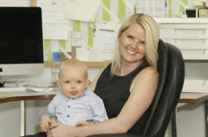 Claire Reid and her baby